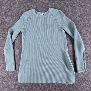 J Jill Light Blue Ribbed Knit Crew Neck Sweater Tunic XS